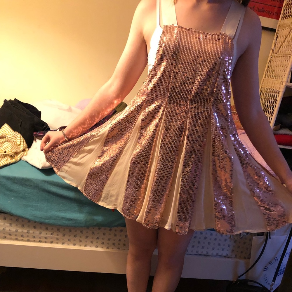 Rose Gold Sequin Free People Dress - Picture 8 of 8